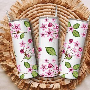 Hoya Pink Blooms 20 oz. Skinny Double Wall Tumbler